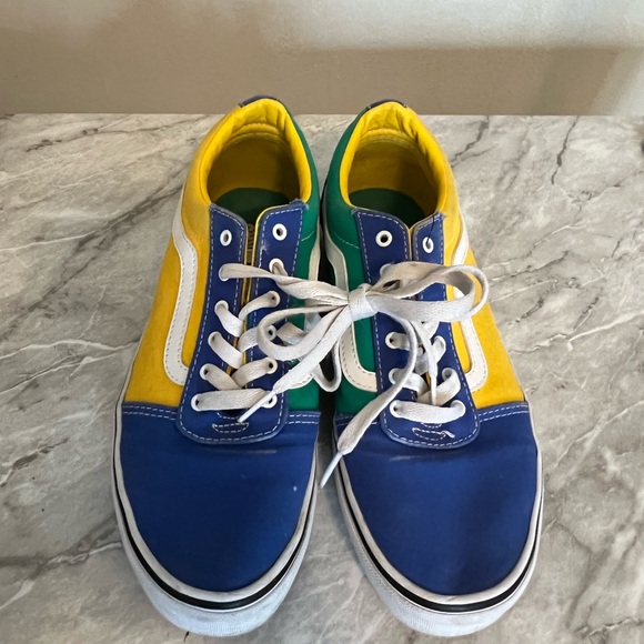 Vans Ward low sneakers blue yellow & checkered size 8.5 - Picture 2 of 6